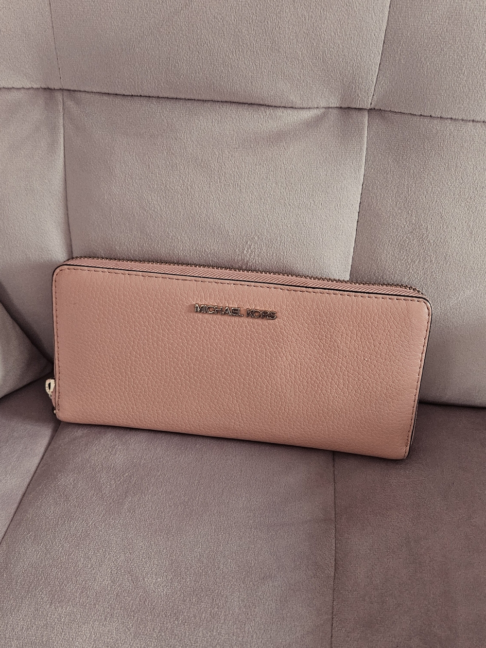 Michael Kors Blush Pink Peach Pebbled Leather Wallet